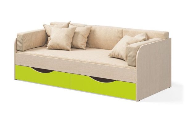 Single-tier bed Belden with drawers 80x180 cm color milky oak, lime