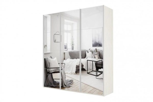 3-door wardrobe Cors 180x230 cm, light ash Anchor, mirror facade