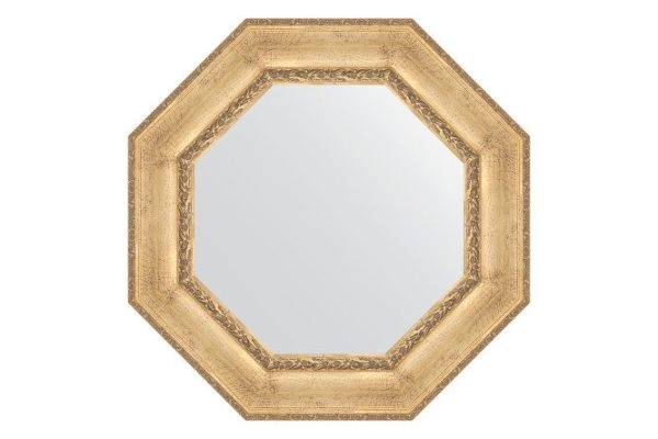 Wall mirror in a baguette frame EVOFORM Octagon BY 3671, aged silver with ornament 72x72 cm