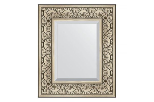 Wall mirror with bevel in a baguette frame EVOFORM BY 3372 baroque silver 50x60 cm