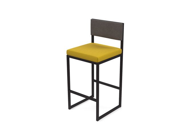 Bar stool Horeca Barnes 40x90x40 cm, upholstery color gray, yellow, legs black