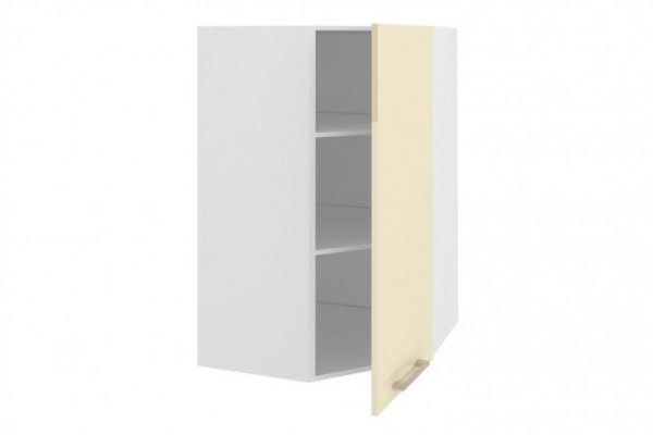 Front for wall-mounted corner cabinet Amika 36x96 cm, glossy vanilla color