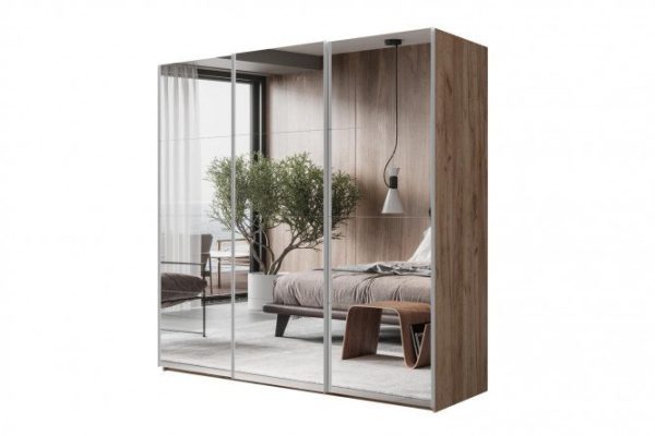 3-door wardrobe Comet 270x220 cm kraft oak tobacco, mirror fronts