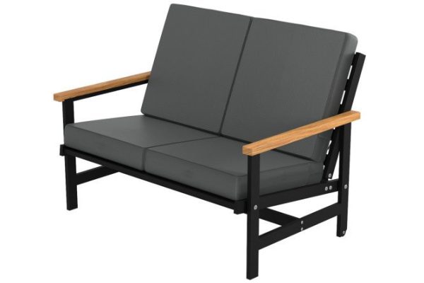 Double sofa Scandi with armrests 120x82.3x71.4 cm, frame color black, soft elements gray