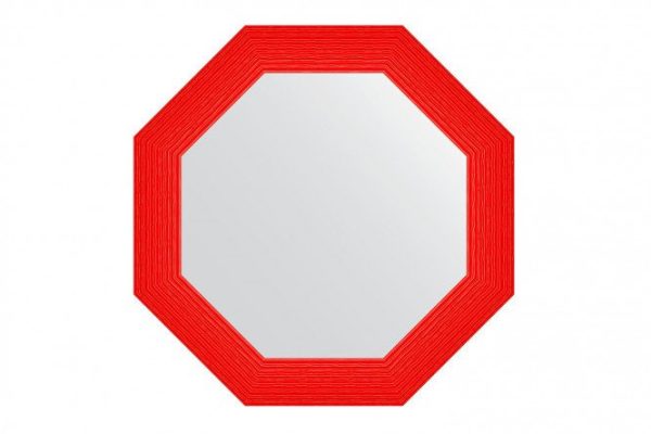 Wall mirror in a baguette frame EVOFORM Octagon BY 7409, red wave 71x71 cm