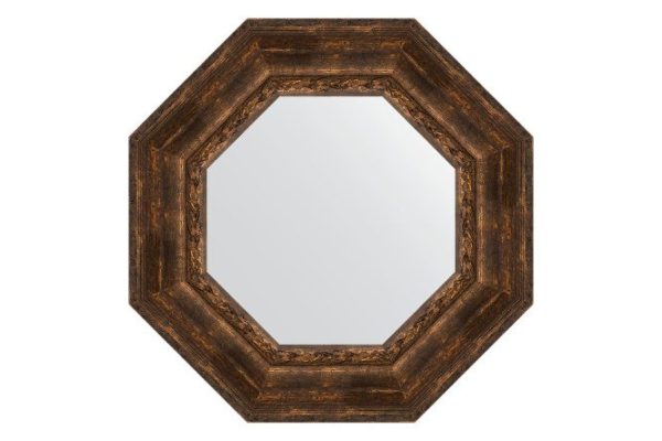 Wall mirror in a baguette frame EVOFORM Octagon BY 3862, aged wood with ornaments 62.6x62.6 cm