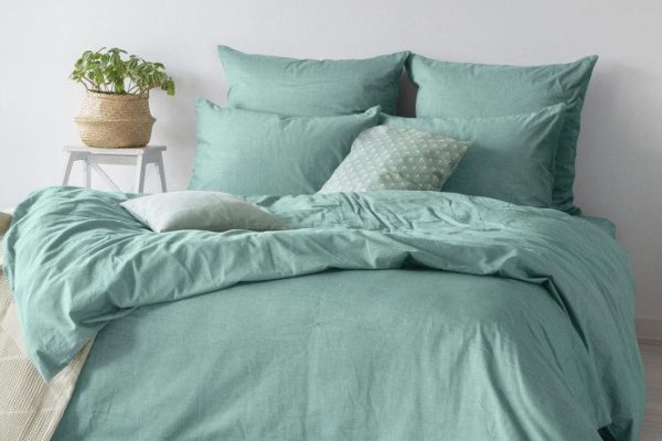 Bed linen set Melange Emerald Cotton 148x215 cm, 1.5 sleep
