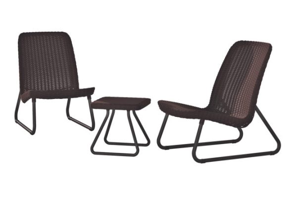 Garden furniture set Rio Patio frame color black, finishing brown