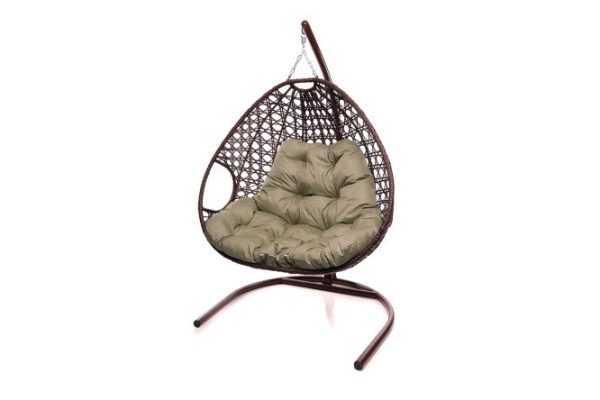 Hanging chair for two Luxury 119x186x120 cm, base and frame color white, finishing white