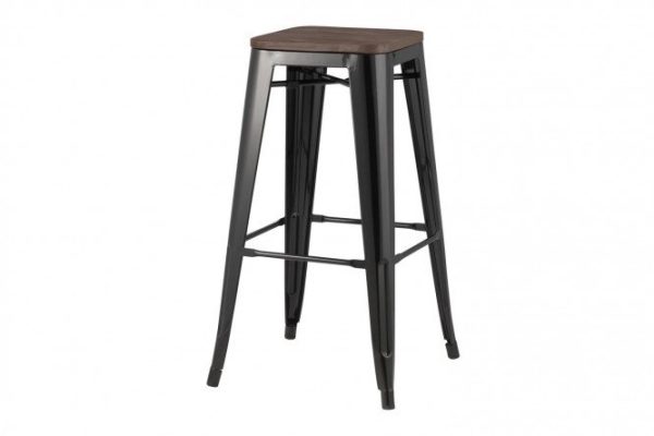 Bar stool Tolix 45x84.5x51.5 cm, dark wood color, glossy black