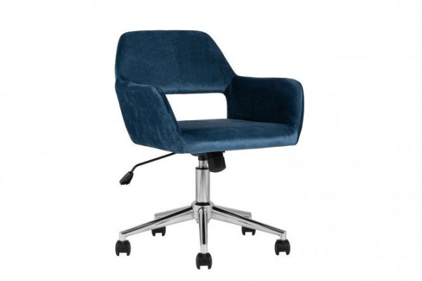 Office chair Ross Chrome Velvet Dark Blue