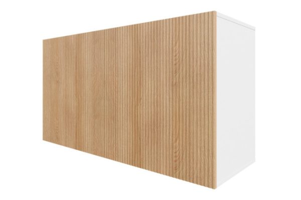 Nightstand Oscar Amelie 120x40 with doors, white / wave Canadian oak