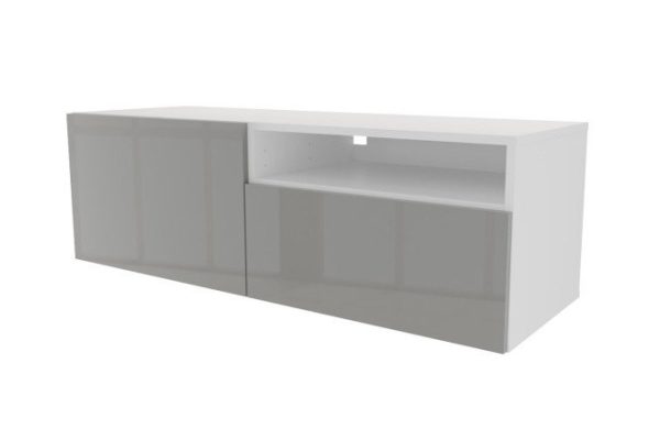 Cabinet with drawer, door and shelf Oscar Amika 120x38 with closers, white / dusty gray gloss