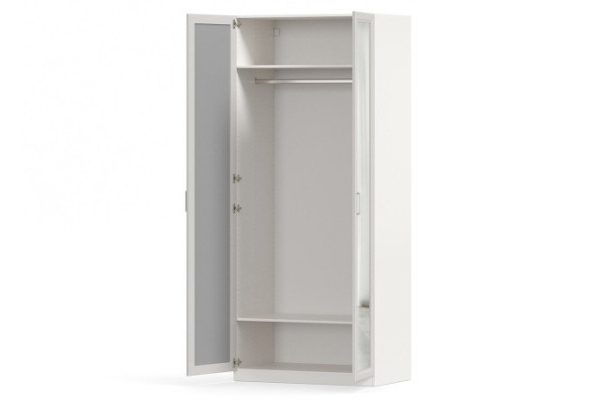 Wardrobe 2-door Oscar Gloria 100x236x60.2 cm, white, gray, with two mirrors