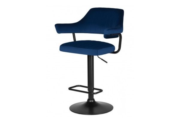 Bar chair DOBRIN Charly Black 61x99x54 cm, upholstery color blue, legs black
