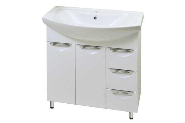 Floor cabinet Milli with 3 drawers 77.3 cm, frame color white, front white