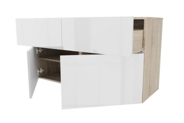 Cabinet 2 drawers 2 doors Oscar Amika 120x64 with closers, Sonoma oak / white gloss