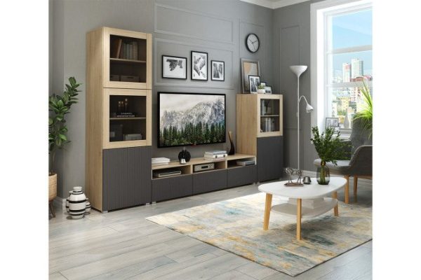 8tzt3npi51ico9q8vya95ojgv6qe8kis.jpg Living room Oscar Amelie with cabinet and wardrobe with push-to-open, sonoma oak/graphite wave