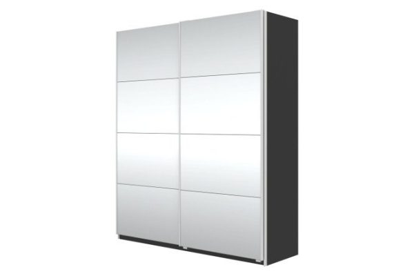 Sliding wardrobe Oscar 200x236x59.6 cm, black, front - mirror