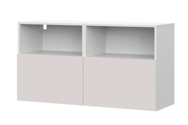 Cabinet Oscar Moon 120x64 with 2 drawers and 2 shelves, white / Santiago soft
