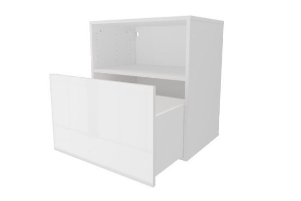 Cabinet with drawer and shelf Oscar Amika 60x64 with door closer, white / white gloss