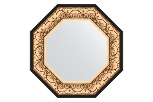 Wall mirror in a baguette frame EVOFORM Octagon BY 3844, baroque gold 60.4x60.4 cm