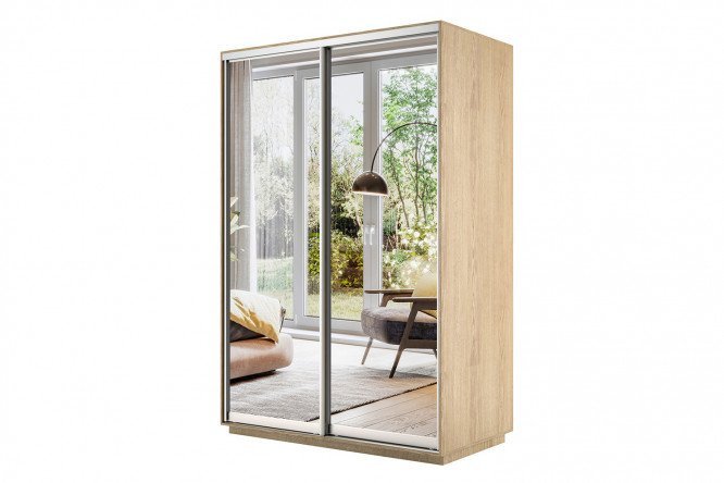 Wardrobe 2-door Slide 120x240x60 cm, Sonoma, with two mirrors