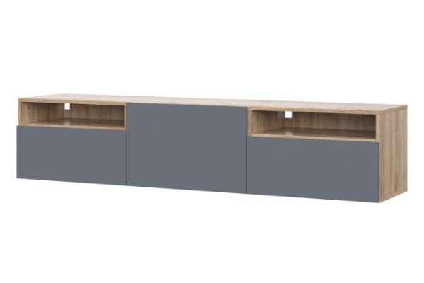 909zpr8yerrm18xz1lurepkklfke3o73.jpg Cabinet Oscar Moon 180x40 with 3 drawers and 2 shelves, sonoma oak / graphite soft