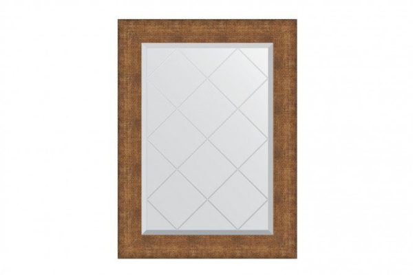 Wall mirror with engraving in a baguette frame EVOFORM BY 4555 copper chain mail 67x89 cm