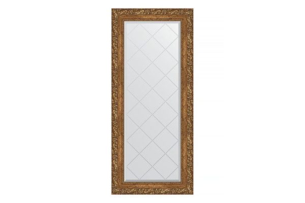 Wall mirror with engraving in a baguette frame EVOFORM bronze vignette 55x125 cm
