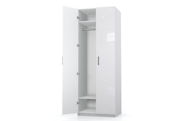 Wardrobe 2-door Oscar Amika 75x236x58 cm, white, white glossy
