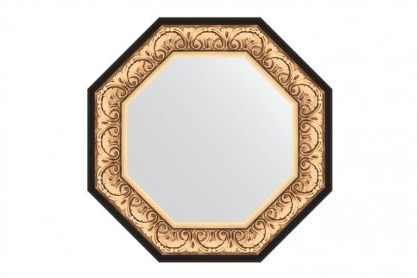 Wall mirror in a baguette frame EVOFORM Octagon BY 7380, baroque gold 65x65 cm