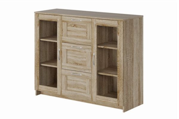 Sirius cabinet 2 doors with glass and 3 drawers
