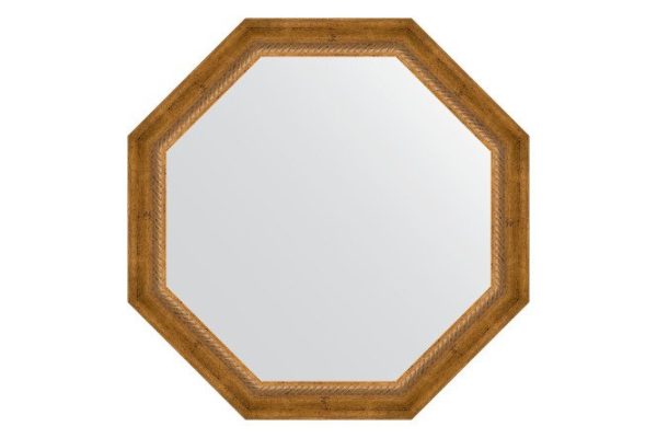 Wall mirror in a baguette frame EVOFORM Octagon BY 3675, aged bronze with wickerwork 73x73 cm