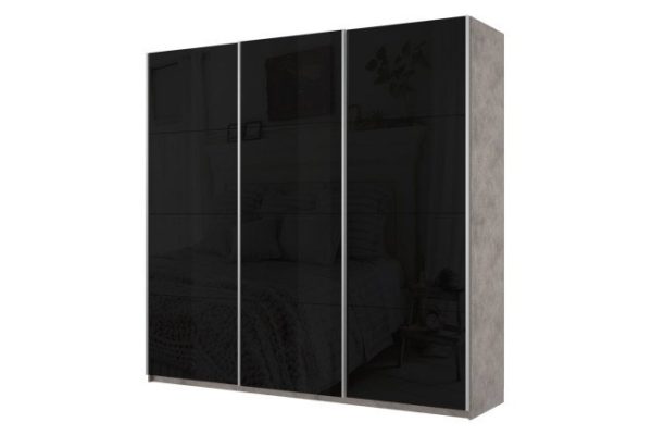 3-door wardrobe Cors 180x230 cm, light concrete, black facade