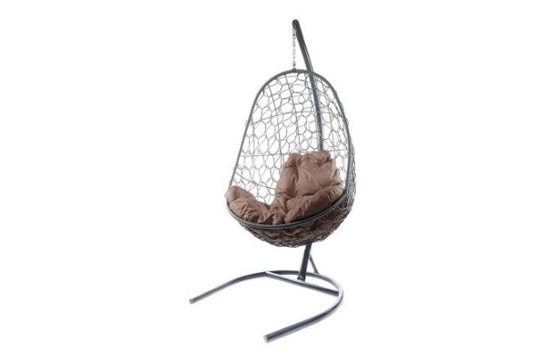 Hanging cocoon chair Oval 83x186x70 cm, base and frame color gray, finishing gray