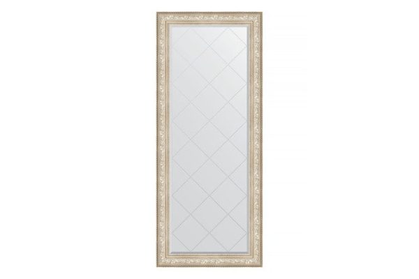 Floor mirror with engraving in a baguette frame EVOFORM BY 6336 vignette silver 85x205 cm