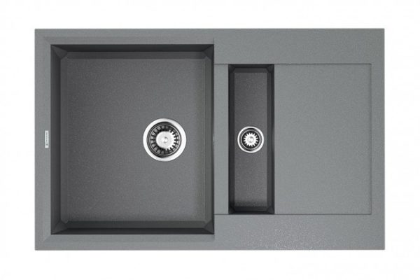 Inset sink with drainer OMOIKIRI Sakaime 78-2-GR 4993559, gray 78x50x22 cm