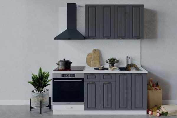 Kitchen set Lina 180x213.2x47.8 cm, frame color white, facade graphite
