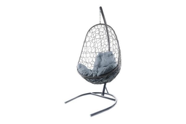 Hanging cocoon chair Oval 83x186x70 cm, base and frame color gray, finishing gray
