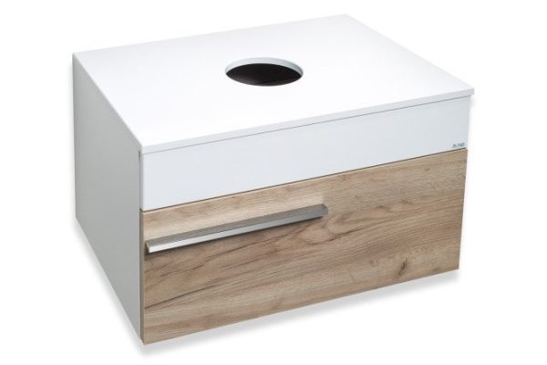 Hanging cabinet RUNO Woodline 00-00001342 65 cm, frame color white, facade white, craft oak