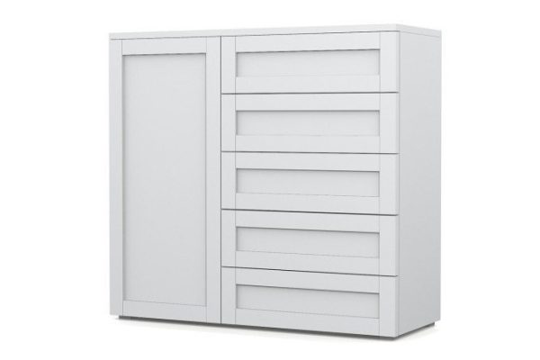 Chest of drawers Oscar Skagen 125.2x109.2x44 cm, white smooth, white
