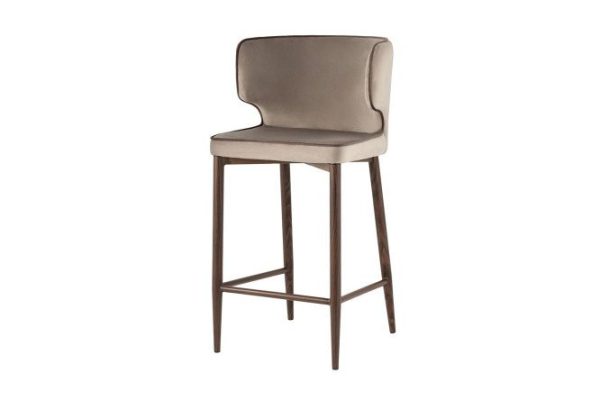 Half-bar chair Mateo 47x93x52 cm, upholstery color champagne, legs brown