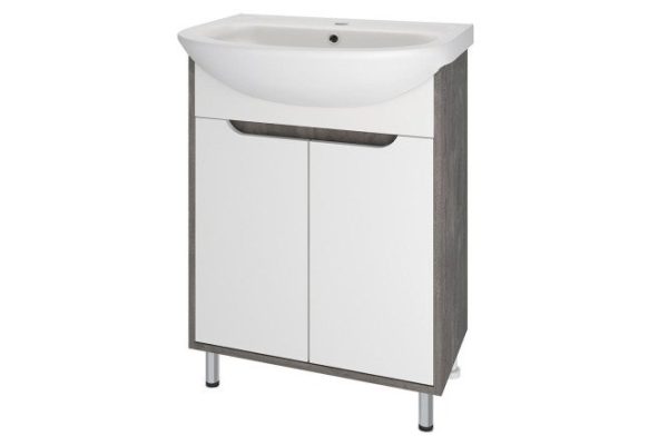 Floor stand RUNO Eco 60 00-00001338 59.5 cm, frame color iron stone, facade white