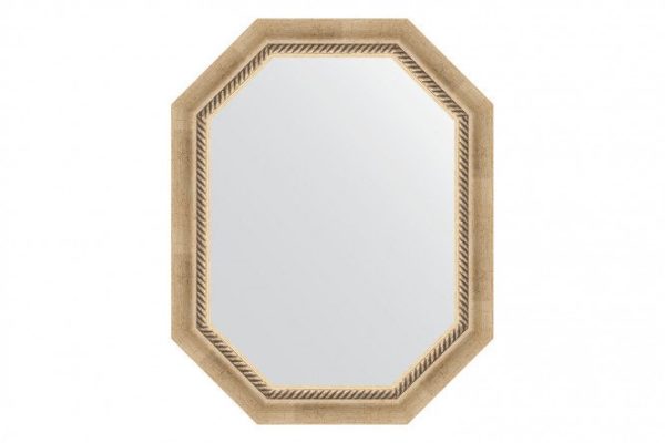 Wall mirror in a baguette frame EVOFORM Polygon BY 7110, aged silver with weaving 58x73 cm