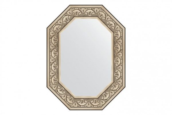 Wall mirror in a baguette frame EVOFORM Polygon BY 7245, baroque silver 60x80 cm
