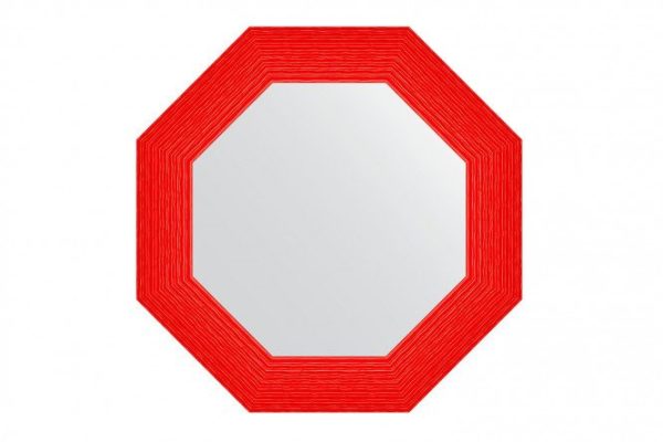 Wall mirror in a baguette frame EVOFORM Octagon BY 7408, red wave 61x61 cm
