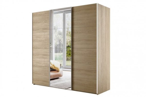 3-door wardrobe Comet 240x220 cm Bardolino oak, Bardolino oak fronts, mirror