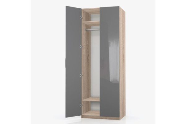 2-door wardrobe Oscar Amika 75x236x58 cm, Sonoma oak, dusty gray gloss