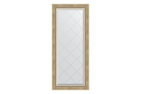 Wall mirror with engraving in a baguette frame EVOFORM antique silver with wickerwork 53x123 cm